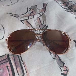 ROSE GOLD BEJEWELED AVIATOR SUNGLASSES